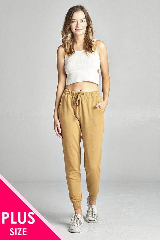 Ladies fashion two tone french terry jogger pants
