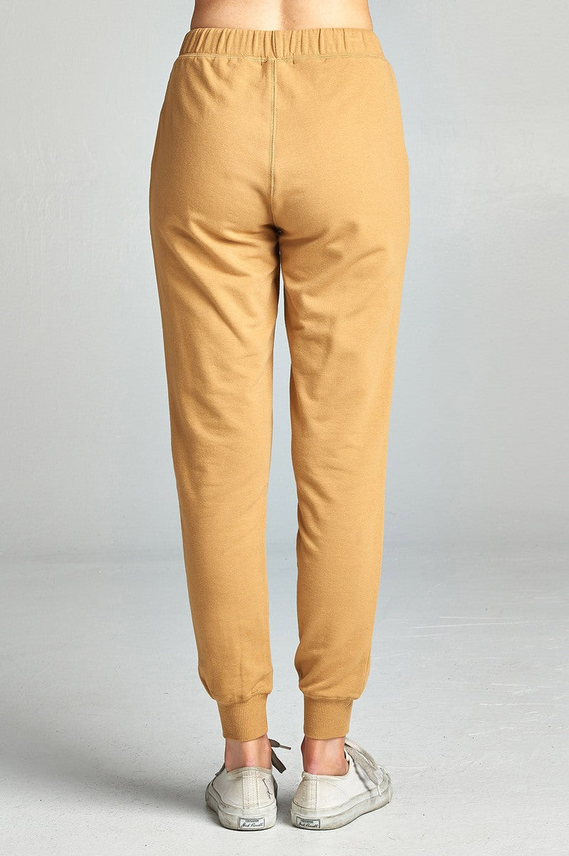Ladies fashion two tone french terry jogger pants