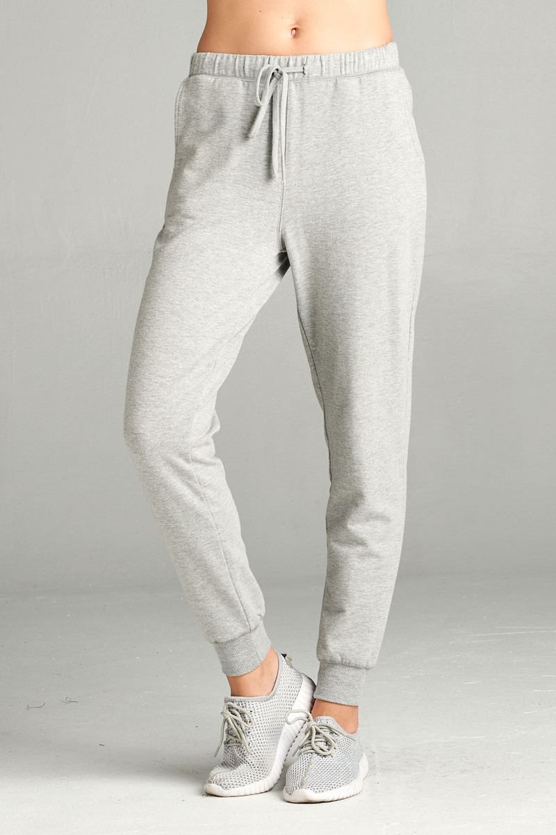 Ladies fashion two tone french terry jogger pants