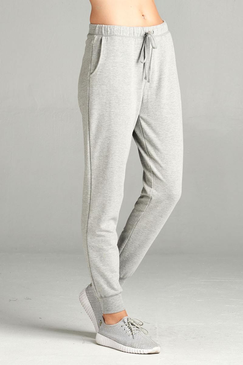 Ladies fashion two tone french terry jogger pants