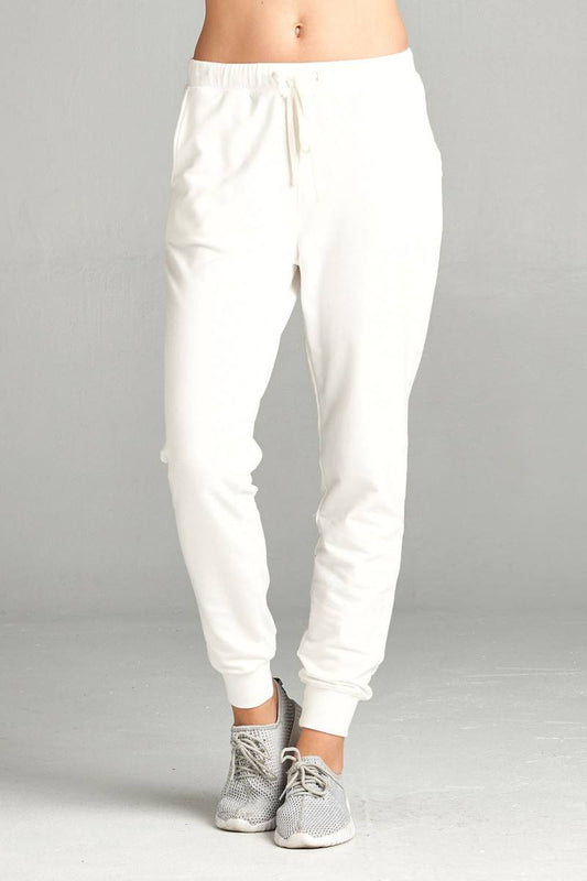 Ladies fashion two tone french terry jogger pants