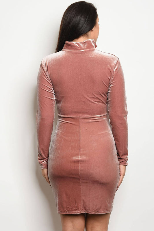 Ladies fashion long sleeve velvet bodycon dress that features lace up details and a cutout waist