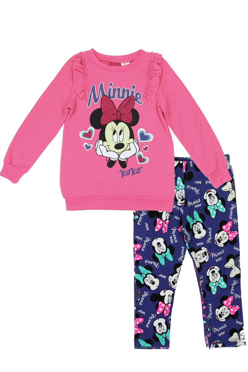 Girls minnie mouse 2-4t 2-piece fleece top with leggings set