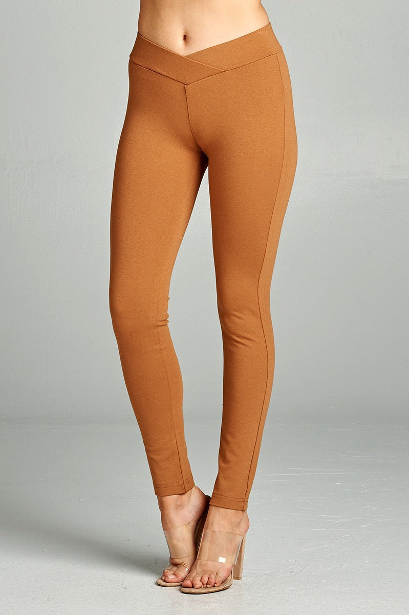 Ladies fashion plus nr span ponte seagull shaped waistband long pants