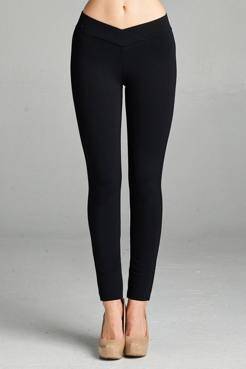 Ladies fashion plus nr span ponte seagull shaped waistband long pants