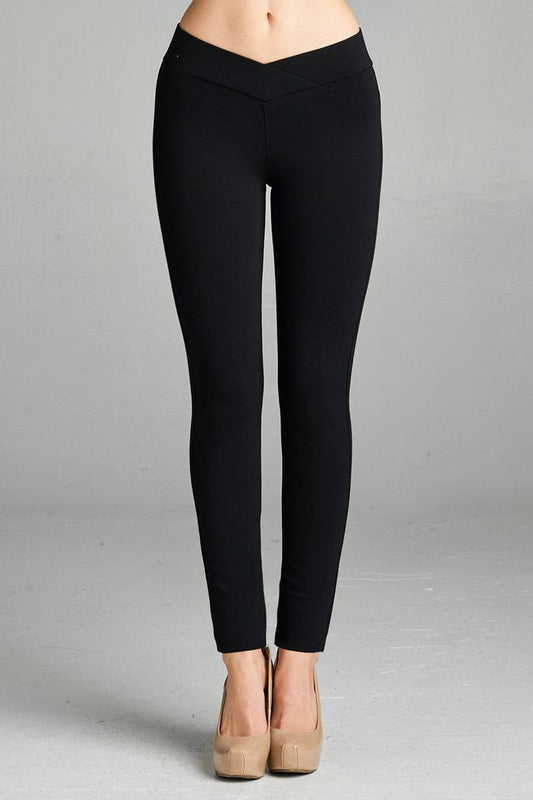 Ladies fashion plus nr span ponte seagull shaped waistband long pants