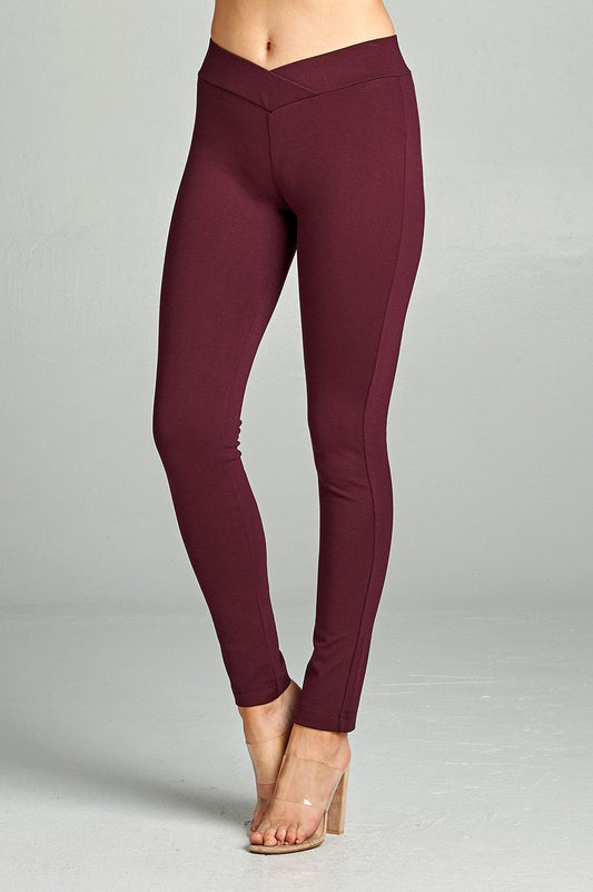 Ladies fashion plus nr span ponte seagull shaped waistband long pants