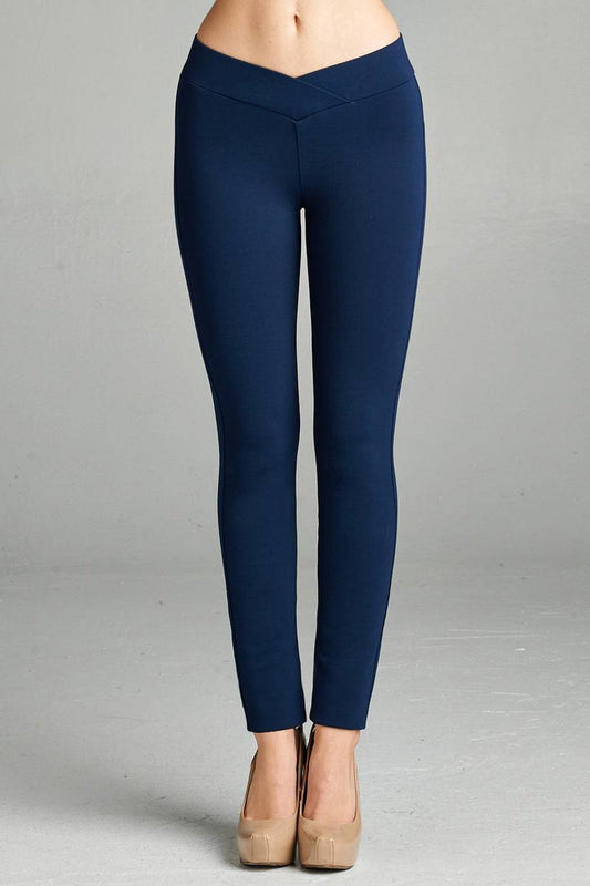 Ladies fashion plus nr span ponte seagull shaped waistband long pants