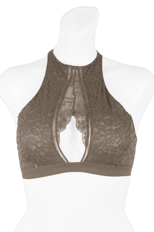 Ladies high neck lace bralette