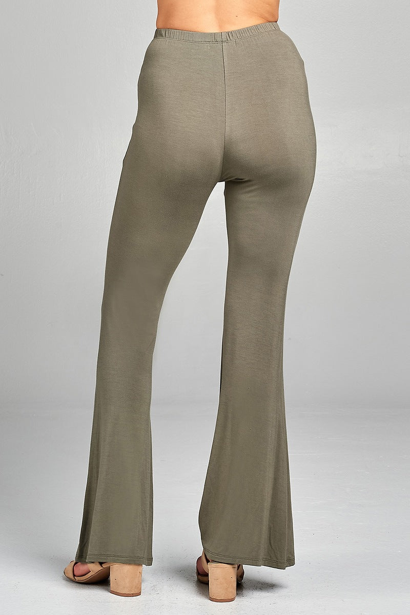 Ladies fashion bell bottom rayon spandex jersey long pants
