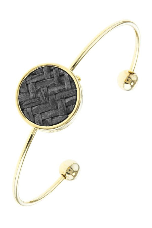 Zig zag patterned disk wire cuff bracelet