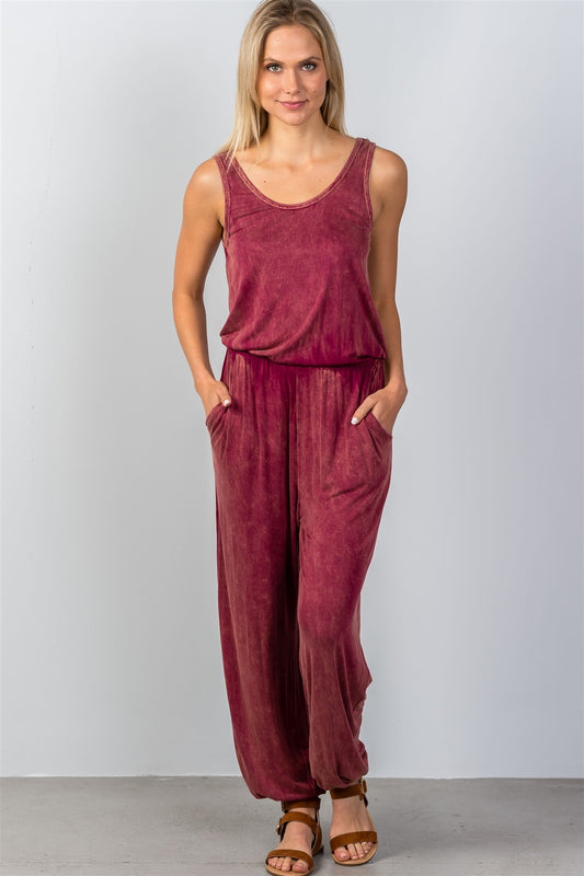 Ladies fashion super soft elastic waist trouser jumpsuit