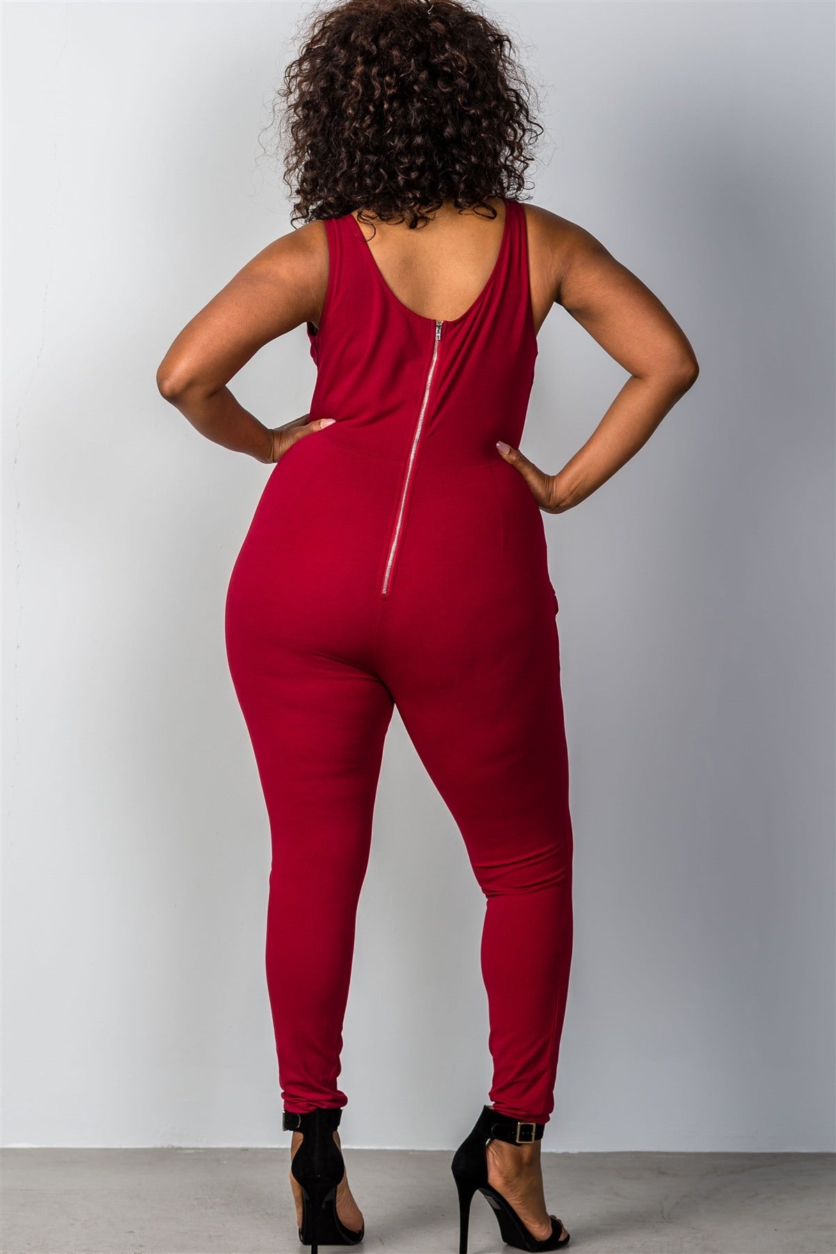 Ladies fashion plus size lace-up jumpsuit