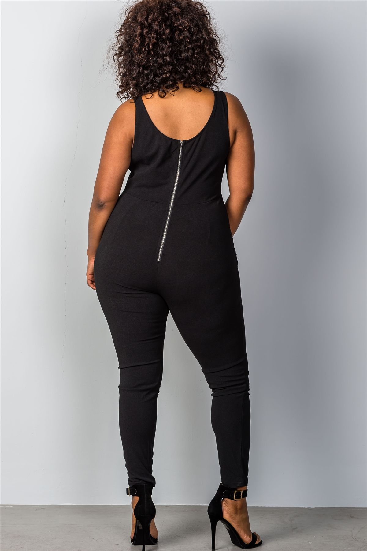 Ladies fashion plus size lace-up jumpsuit