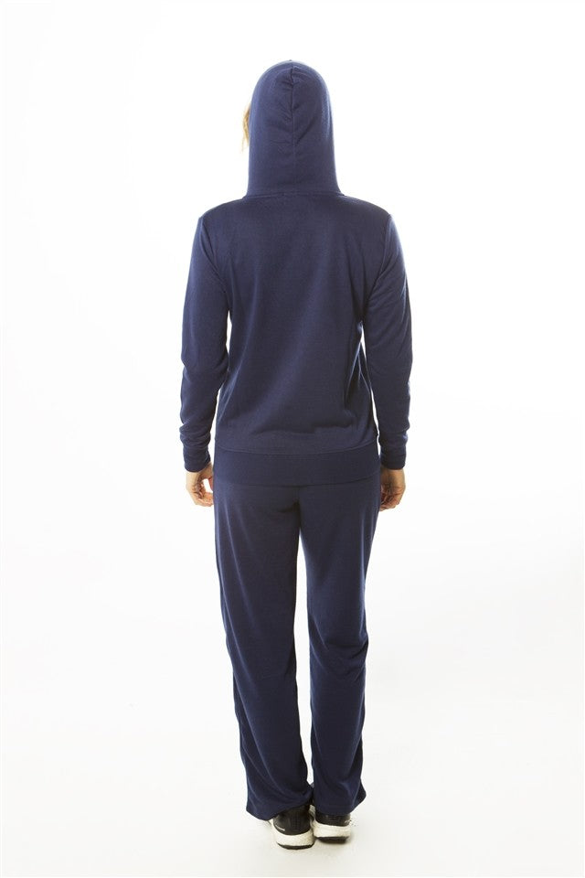 Ladies fashion french terry hoodie jacket and pant set