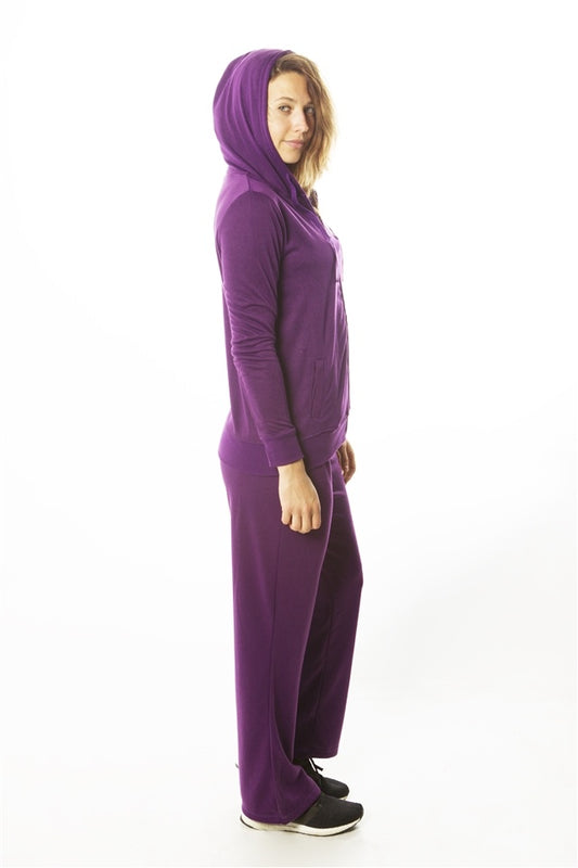 Ladies fashion french terry hoodie jacket and pant set