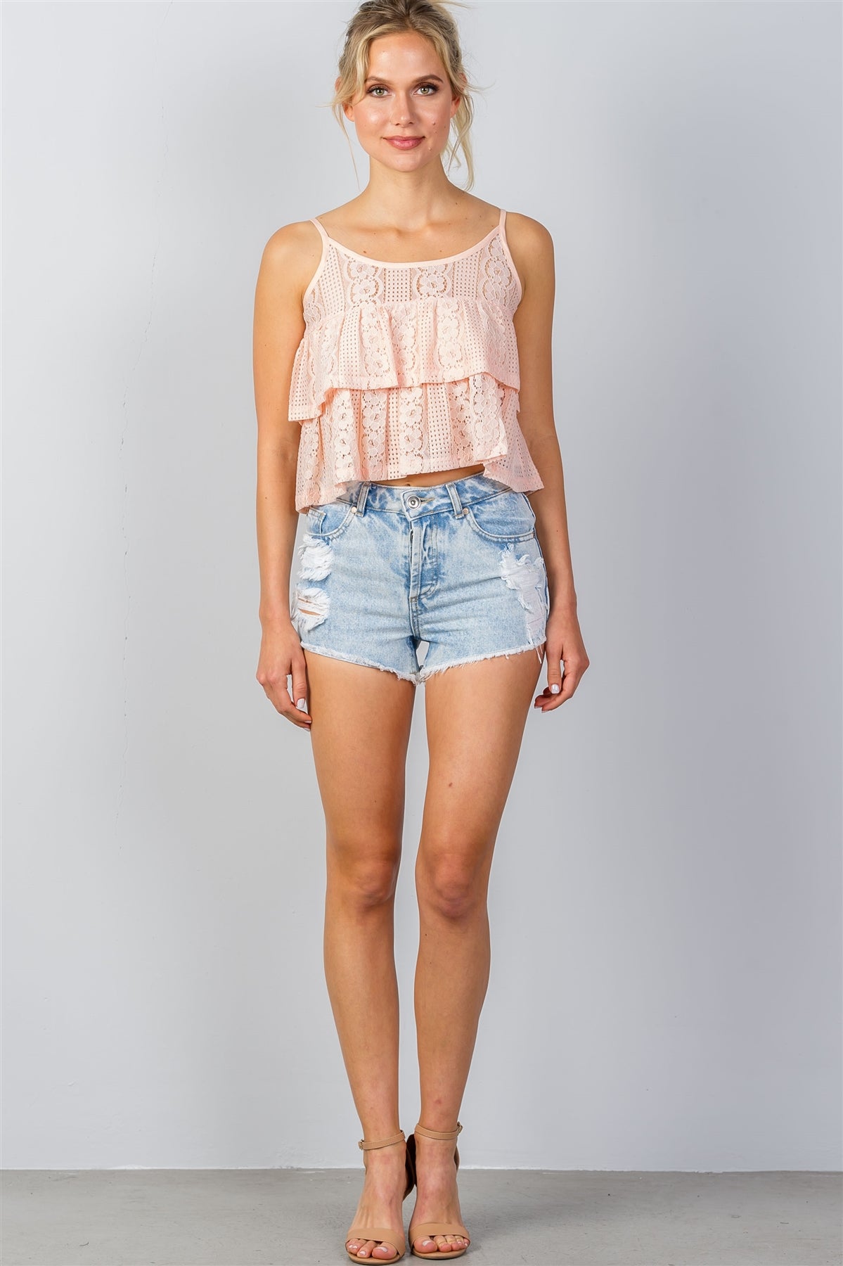 Ladies fashion double layer cropped cami top