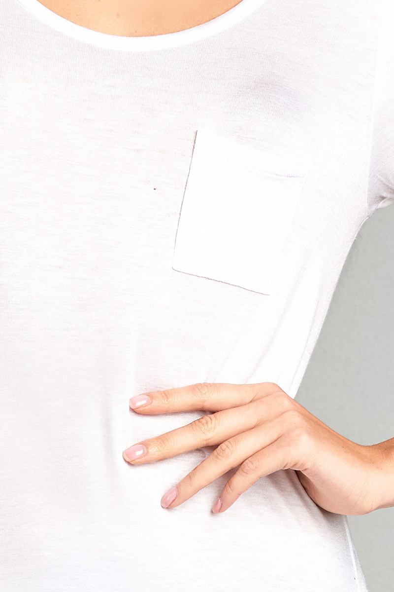 Ladies fashion short sleeve round neck w/back strappy detail rayon spandex top