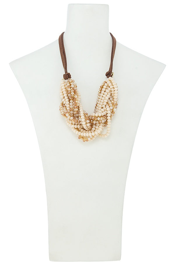 Clustered faux stone multi strand statement necklace