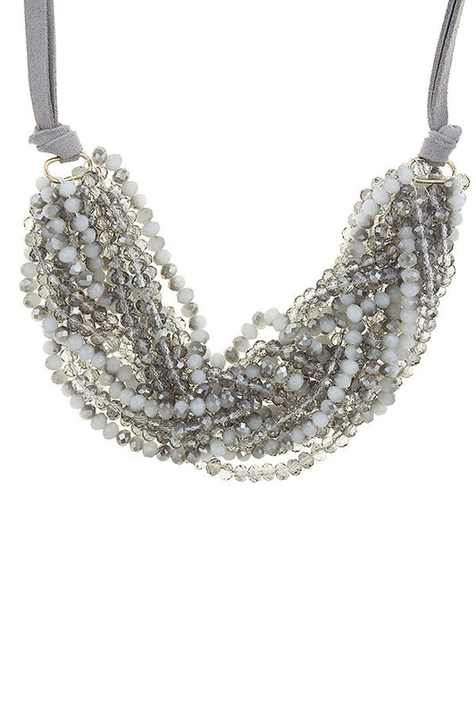 Clustered faux stone multi strand statement necklace