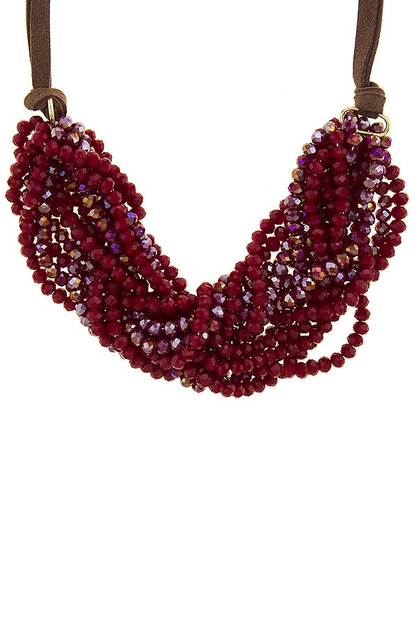 Clustered faux stone multi strand statement necklace