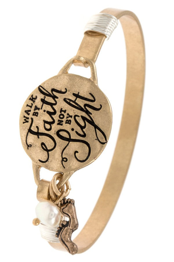Walk by faith not by sight etche bangle bracelet