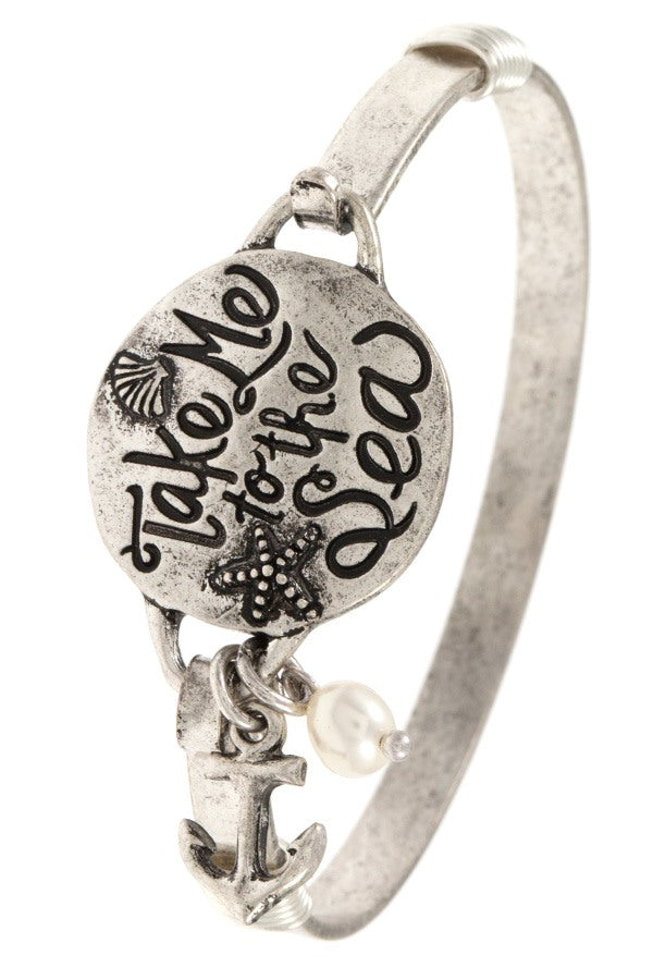 Take me to the sea etched bangle bracelet