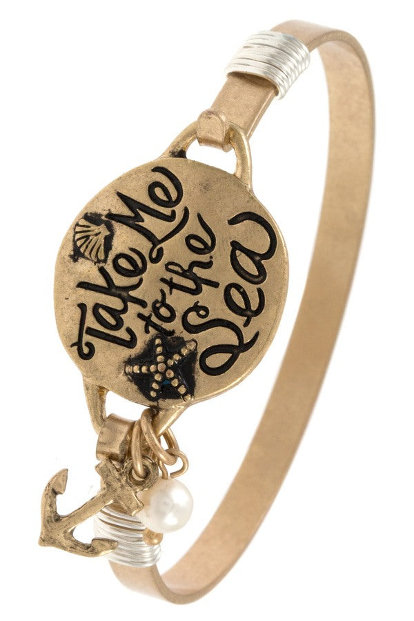 Take me to the sea etched bangle bracelet