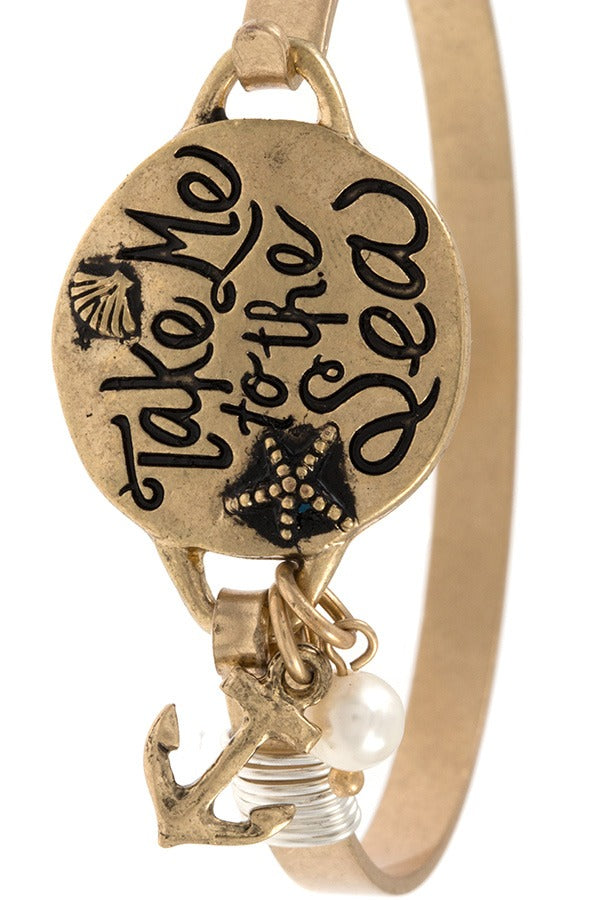 Take me to the sea etched bangle bracelet