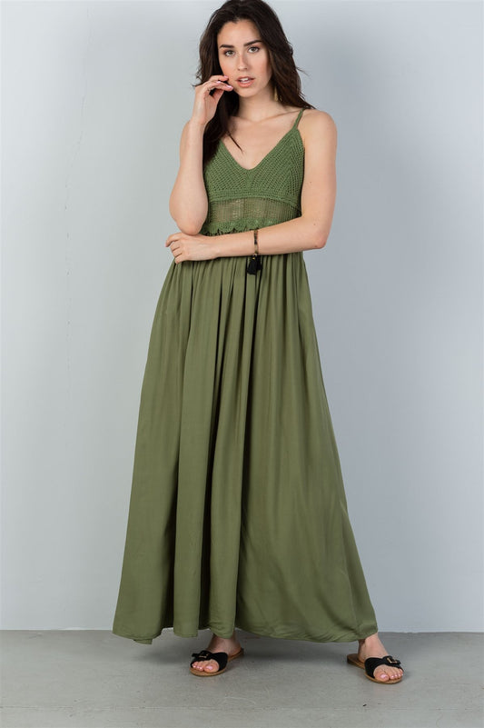 Ladies fashion  boho crochet bust maxi dress