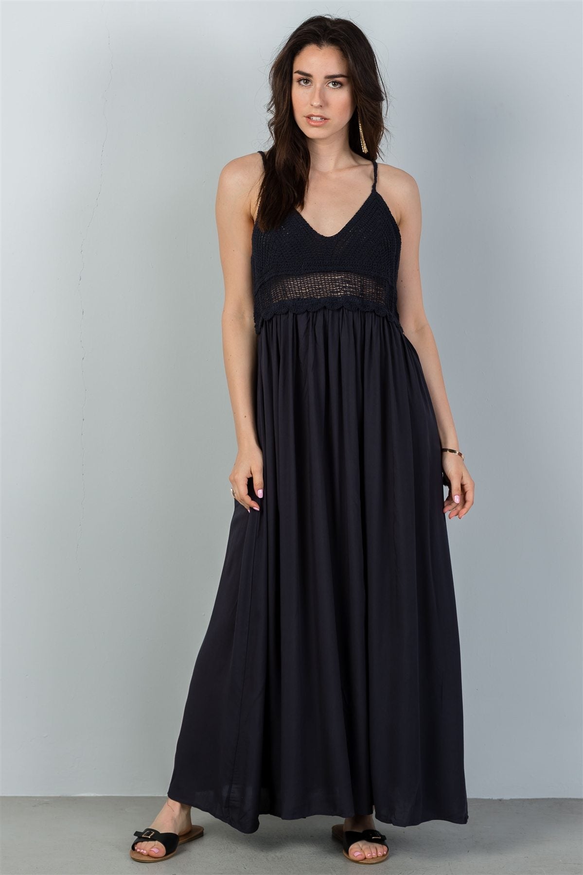 Ladies fashion  boho crochet bust maxi dress