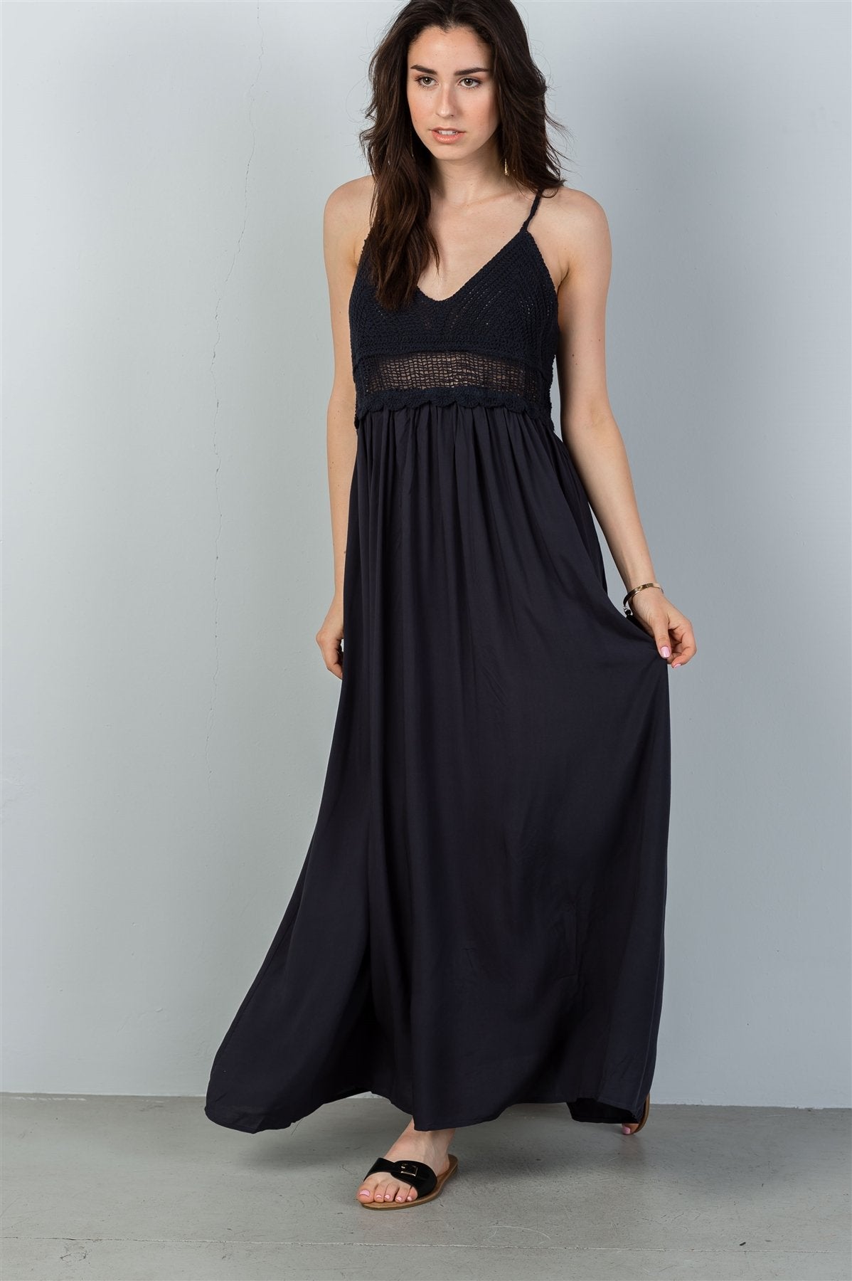 Ladies fashion  boho crochet bust maxi dress