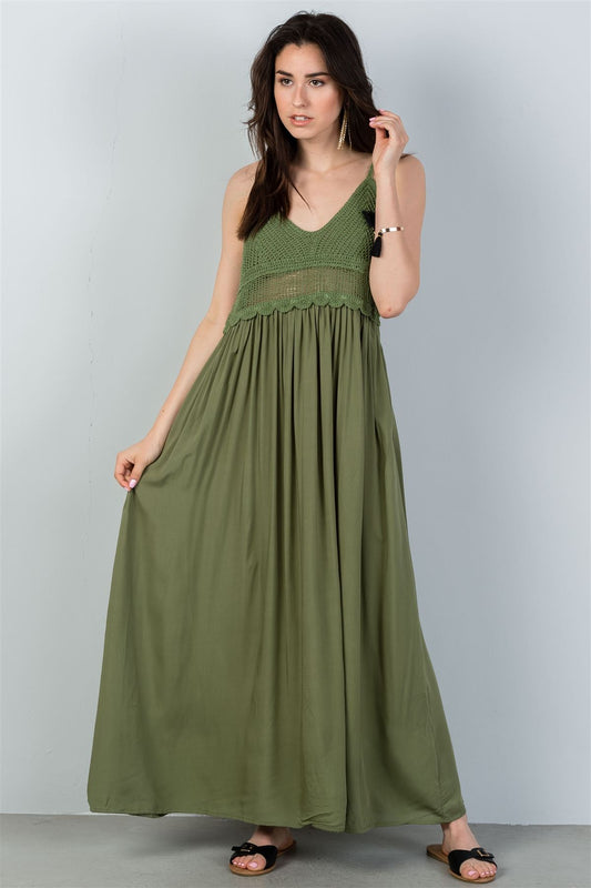 Ladies fashion  boho crochet bust maxi dress