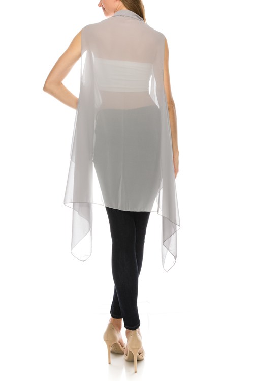 Solid open-front chiffon vest