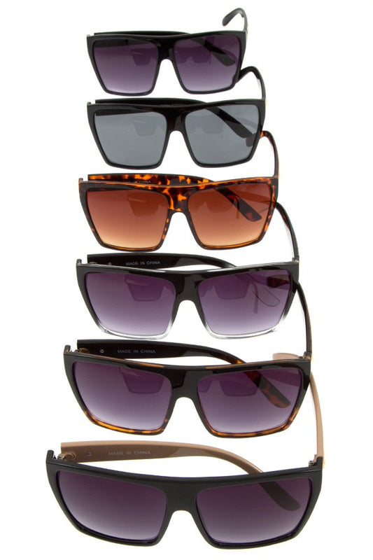 Oversize metal acent temple sunglasses