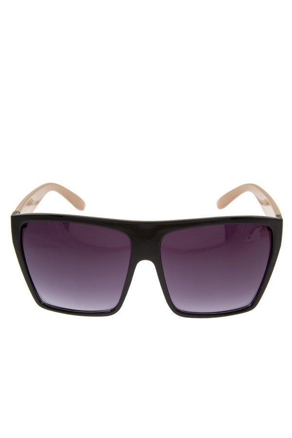 Oversize metal acent temple sunglasses
