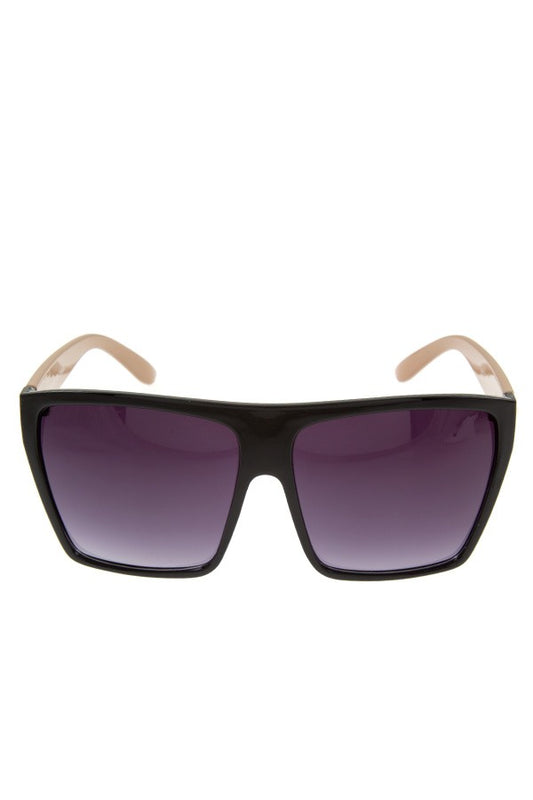 Oversize metal acent temple sunglasses
