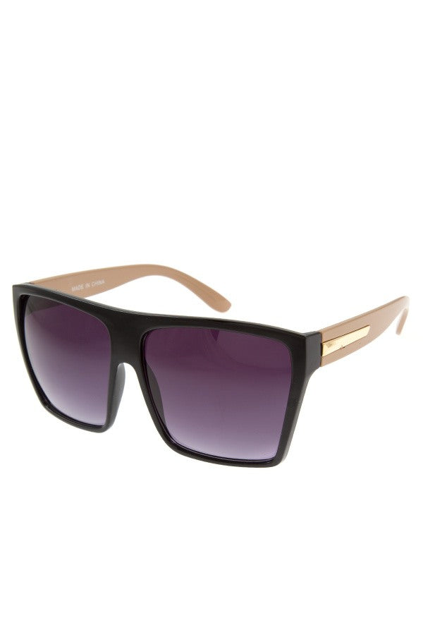 Oversize metal acent temple sunglasses