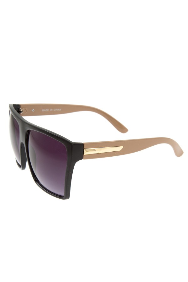 Oversize metal acent temple sunglasses