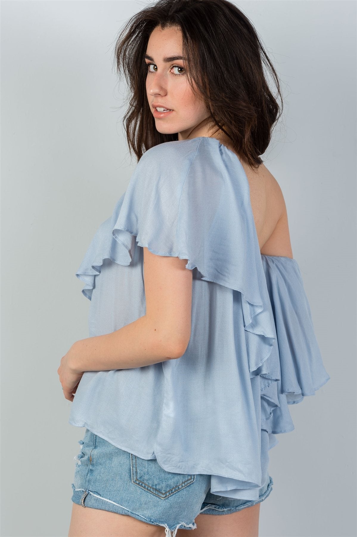 Ladies fashion boho cashmere one shoulder top