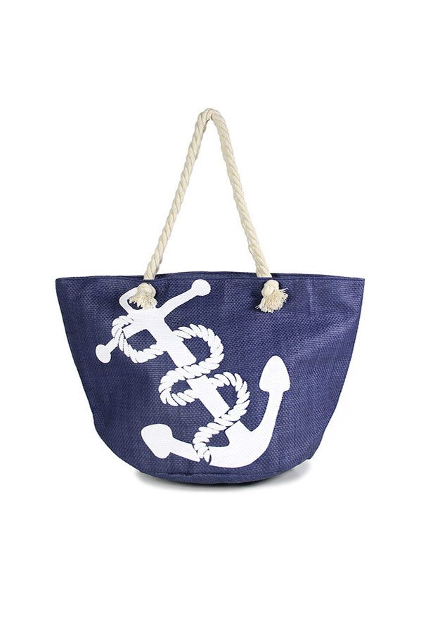 Anchor print beach tote bag