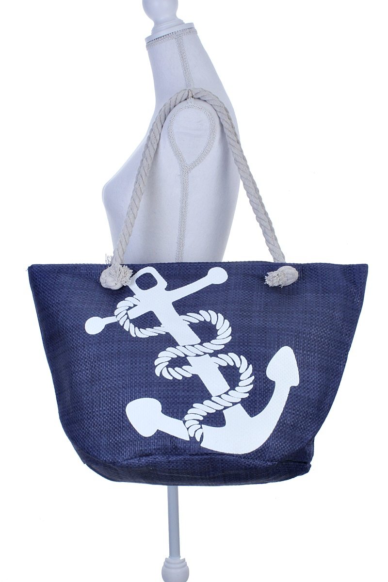 Anchor print beach tote bag