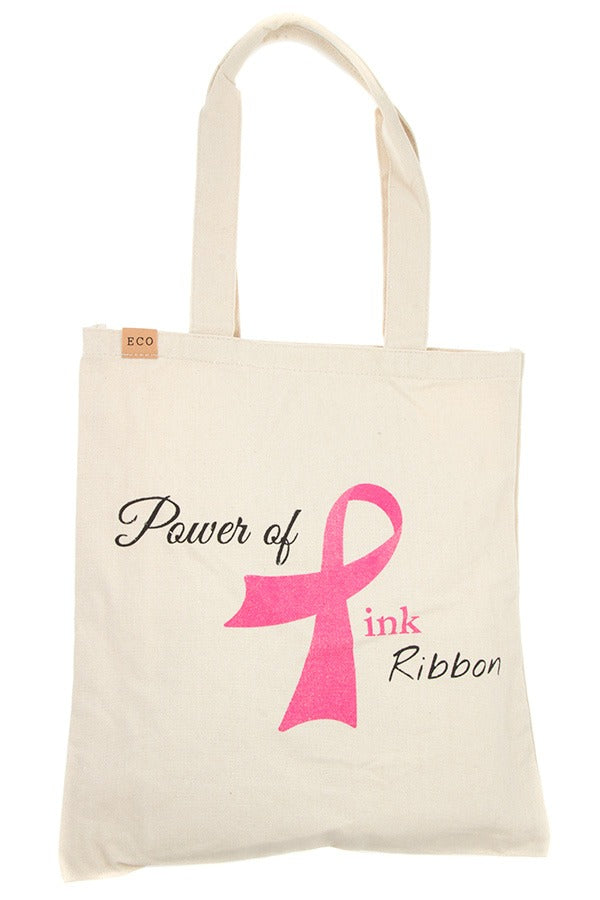 Power of pink ribbon eco tote bag