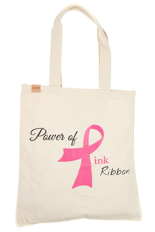 Power of pink ribbon eco tote bag