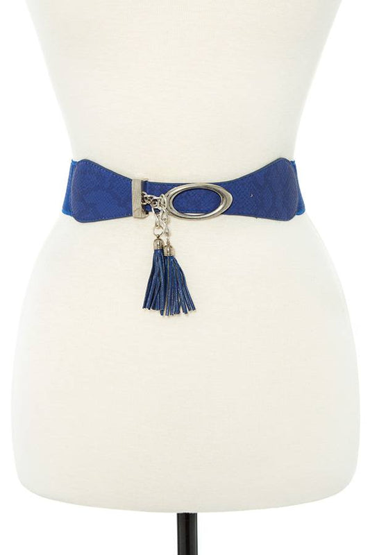 Faux leather tassel fashion stretch belt