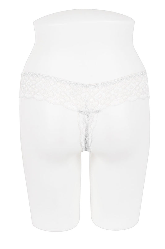 Floral lace opening lace thong panty