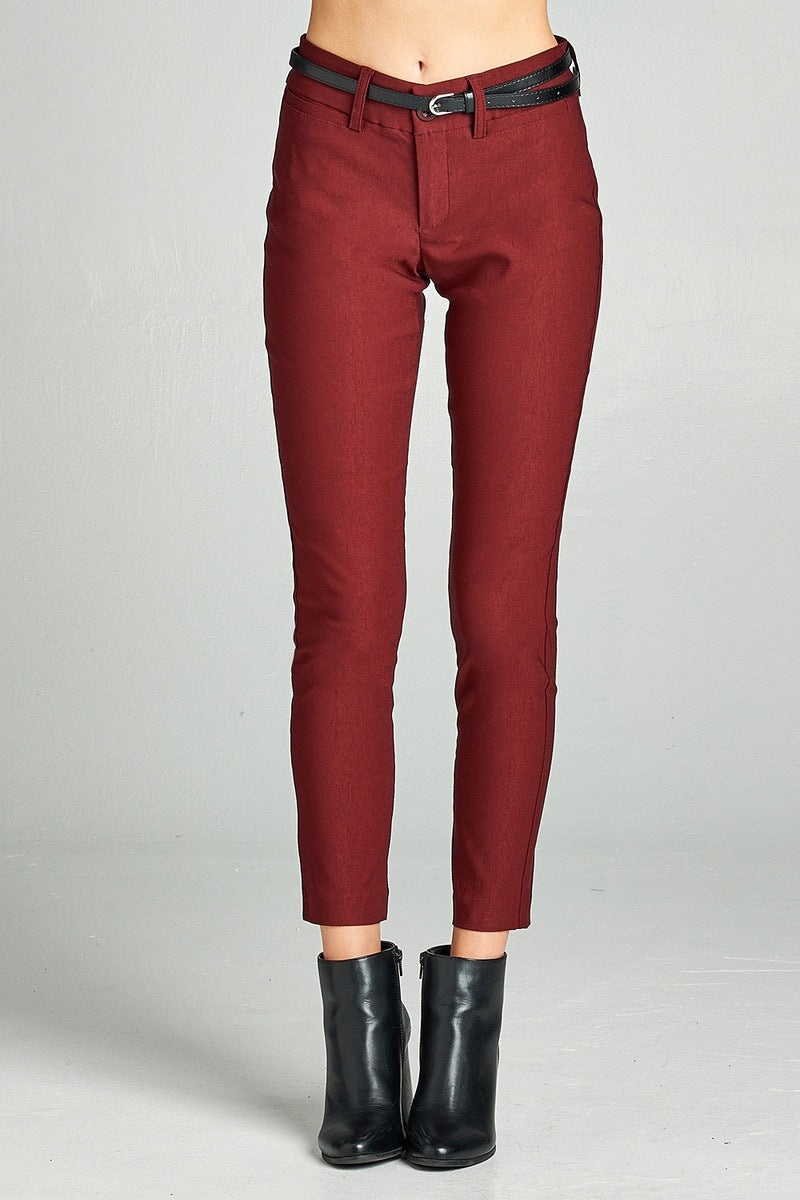 Ladies fashion belted bengali long pants