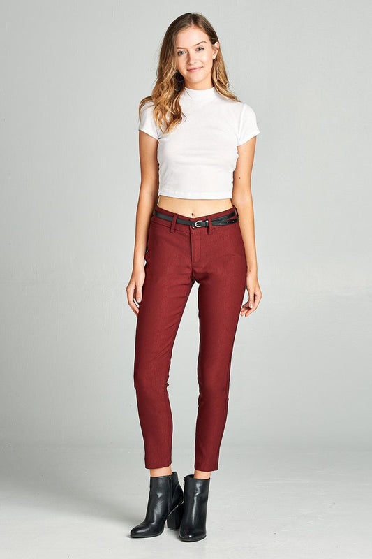 Ladies fashion belted bengali long pants