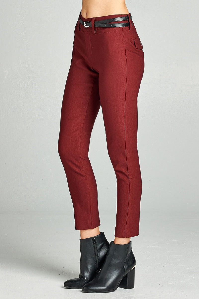Ladies fashion belted bengali long pants