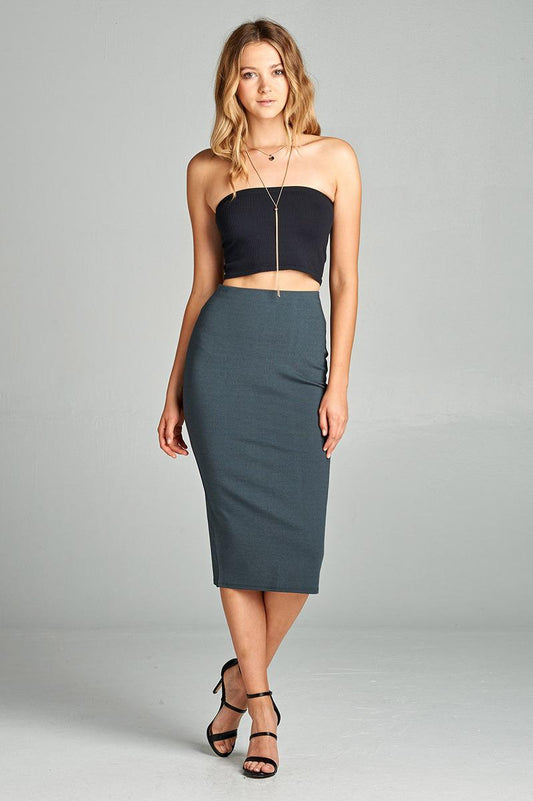 Ladies fashion ponte pencil midi skirt